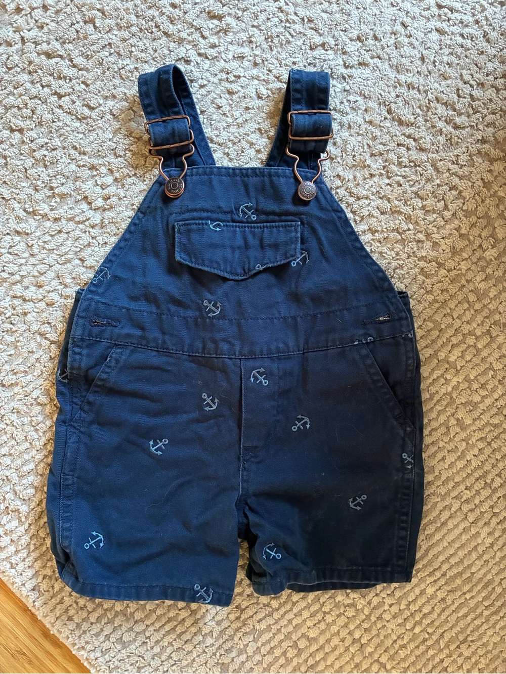 OshKosh B'gosh Navy Anchor Print Overall Shorts